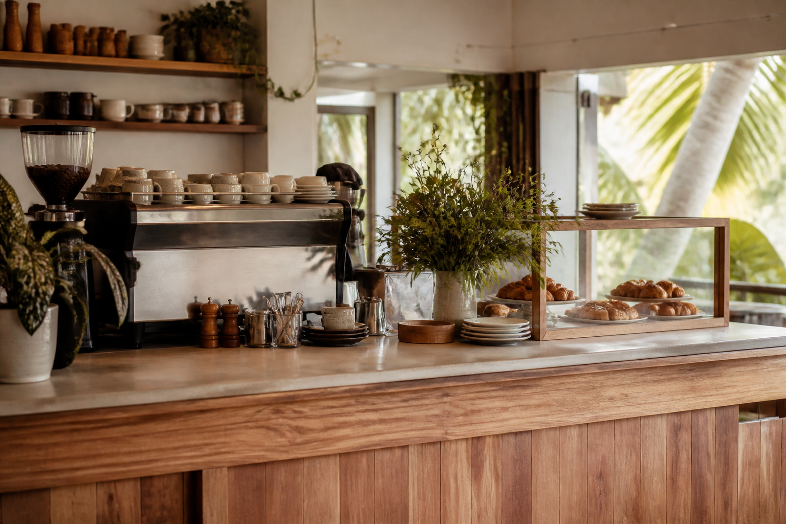 Representative interior of a coastal cafe