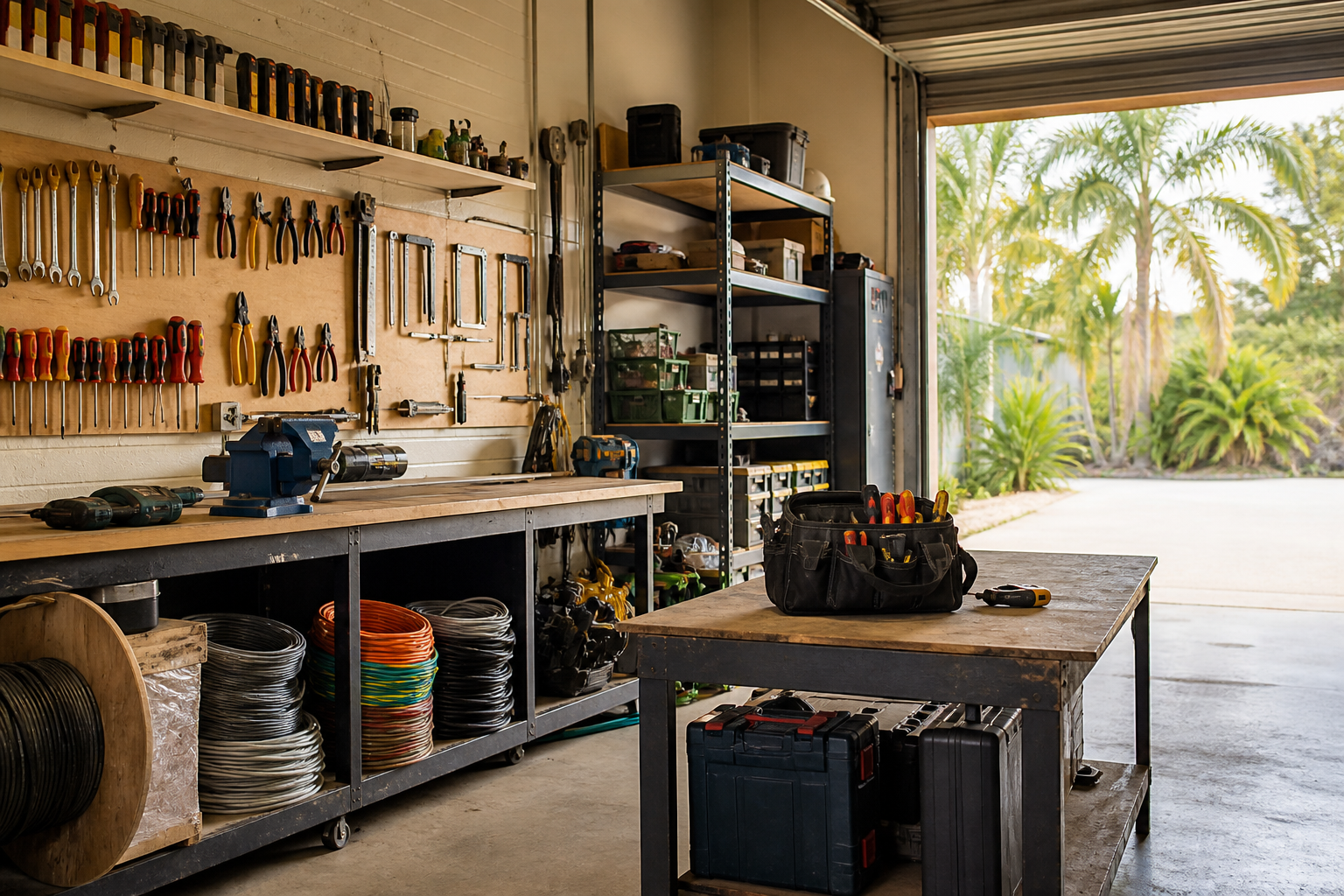 Representative workshop benches in a local service business